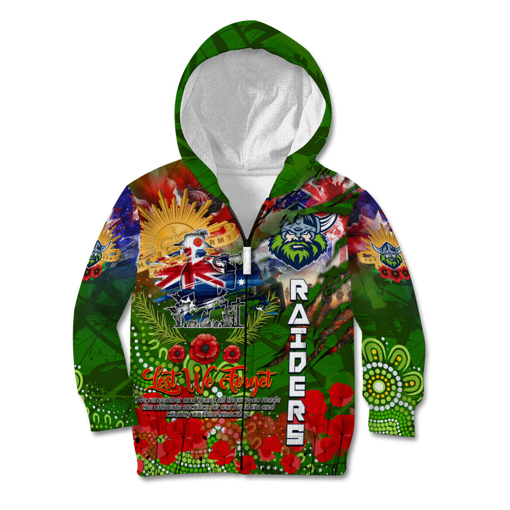 Personalised Australia Rugby Raiders ANZAC Kid Hoodie Canberra Scratch Style - Vibe Hoodie Shop