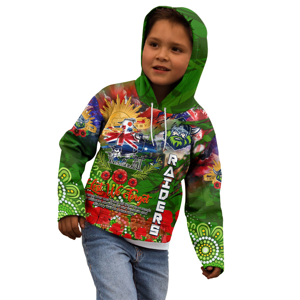 Personalised Australia Rugby Raiders ANZAC Kid Hoodie Canberra Scratch Style - Vibe Hoodie Shop