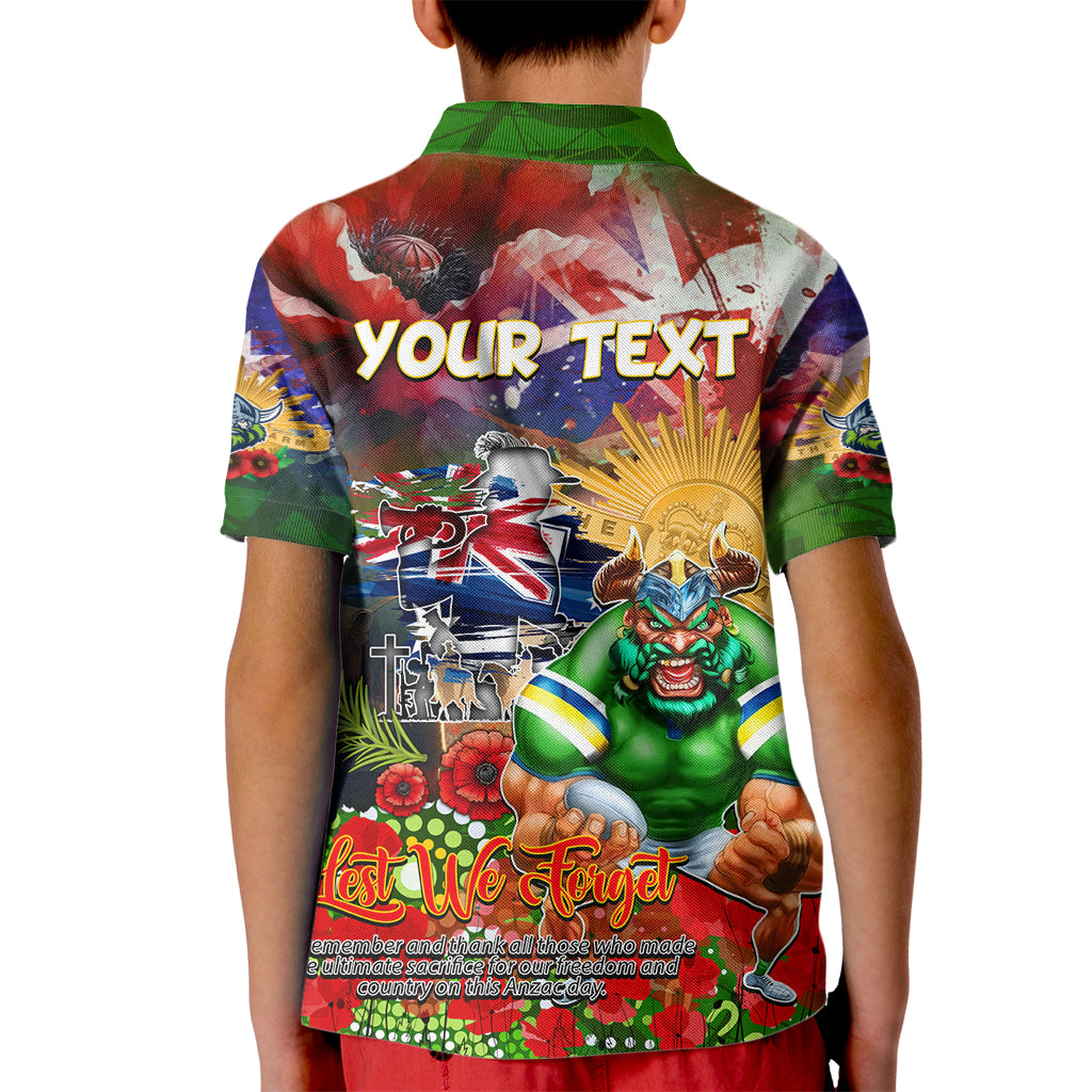 Personalised Australia Rugby Raiders ANZAC Kid Polo Shirt Canberra Scratch Style - Vibe Hoodie Shop