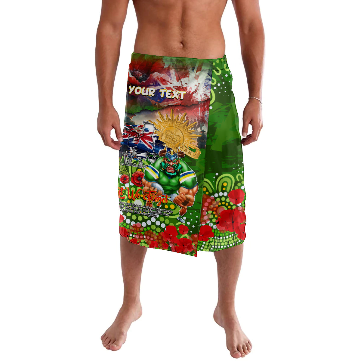 Personalised Australia Rugby Raiders ANZAC Lavalava Canberra Scratch Style DT02