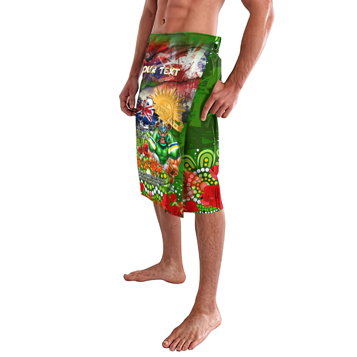 Personalised Australia Rugby Raiders ANZAC Lavalava Canberra Scratch Style DT02