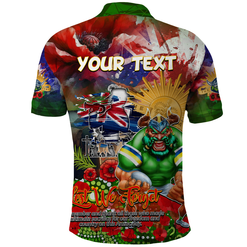 Personalised Australia Rugby Raiders ANZAC Polo Shirt Canberra Scratch Style - Vibe Hoodie Shop