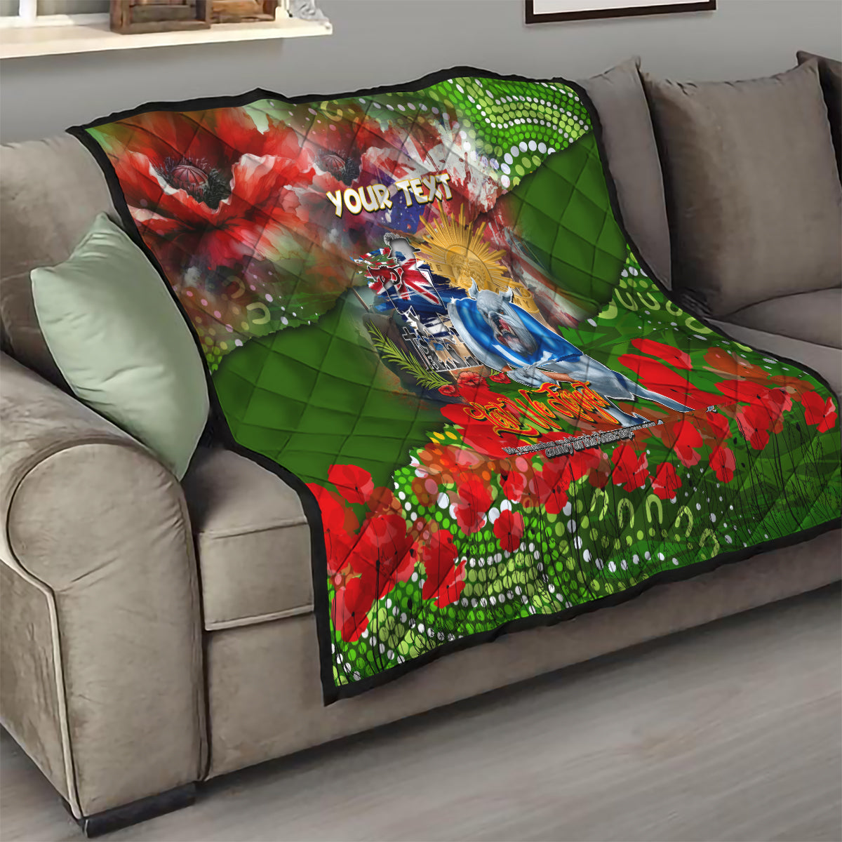 Personalised Australia Rugby Raiders ANZAC Quilt Canberra Scratch Style - Vibe Hoodie Shop