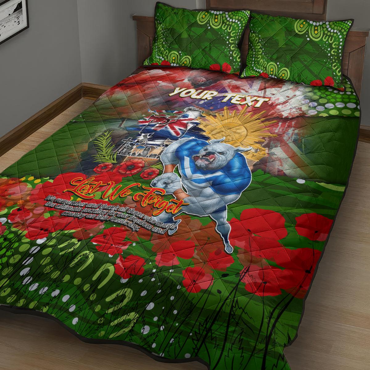 Personalised Australia Rugby Raiders ANZAC Quilt Bed Set Canberra Scratch Style - Vibe Hoodie Shop