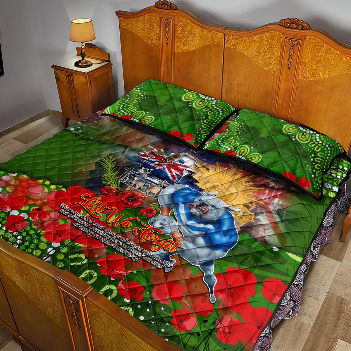 Personalised Australia Rugby Raiders ANZAC Quilt Bed Set Canberra Scratch Style - Vibe Hoodie Shop