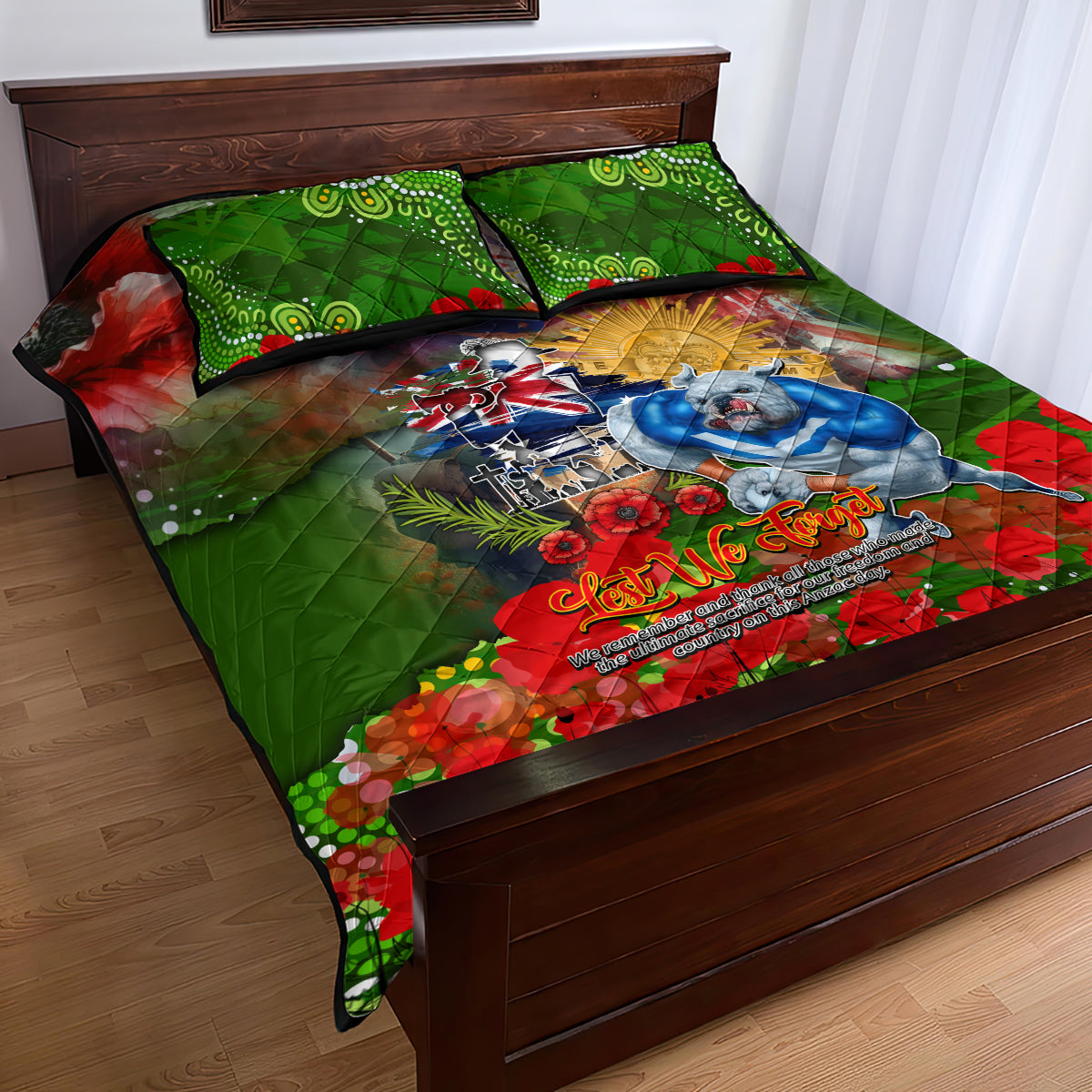Personalised Australia Rugby Raiders ANZAC Quilt Bed Set Canberra Scratch Style - Vibe Hoodie Shop