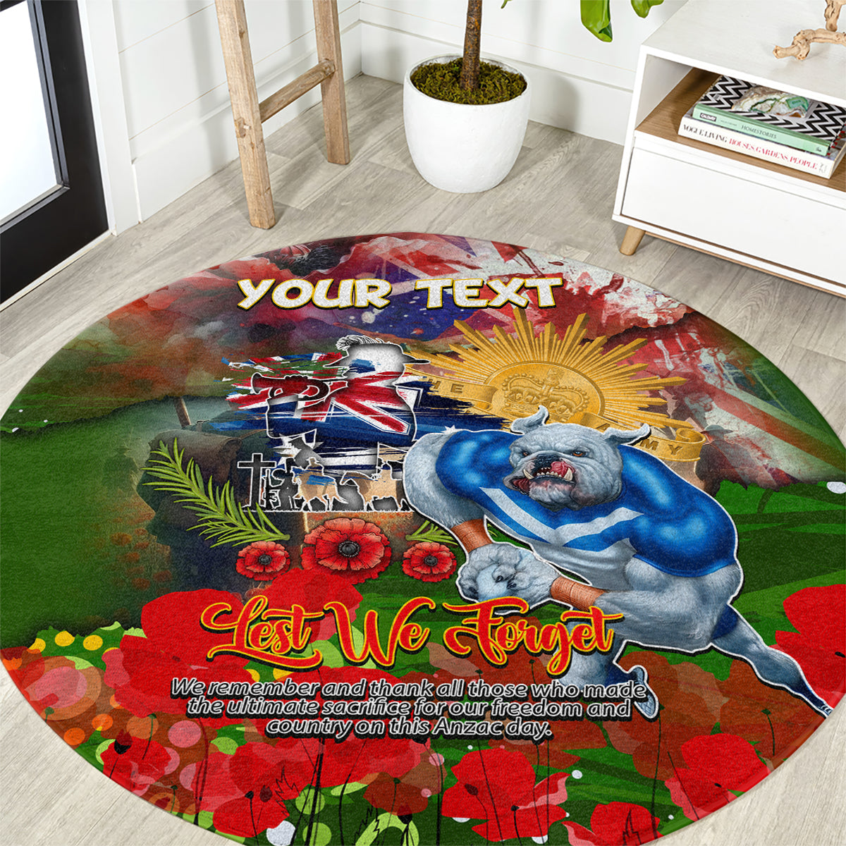 Personalised Australia Rugby Raiders ANZAC Round Carpet Canberra Scratch Style