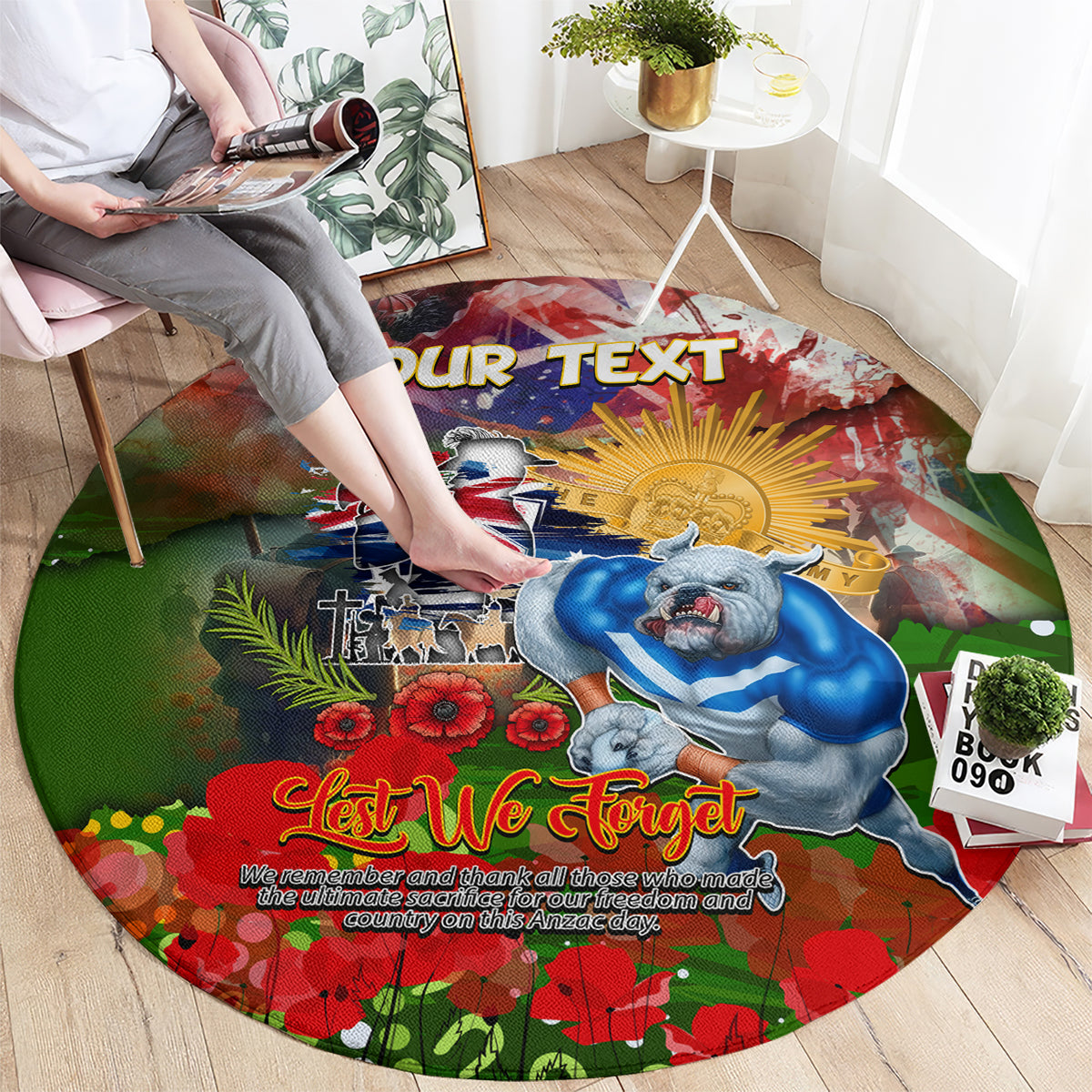 Personalised Australia Rugby Raiders ANZAC Round Carpet Canberra Scratch Style