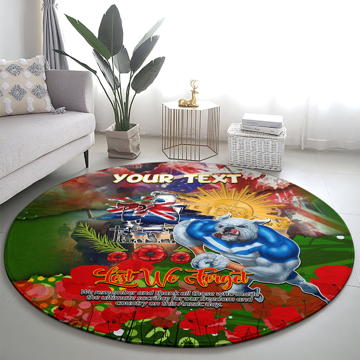 Personalised Australia Rugby Raiders ANZAC Round Carpet Canberra Scratch Style