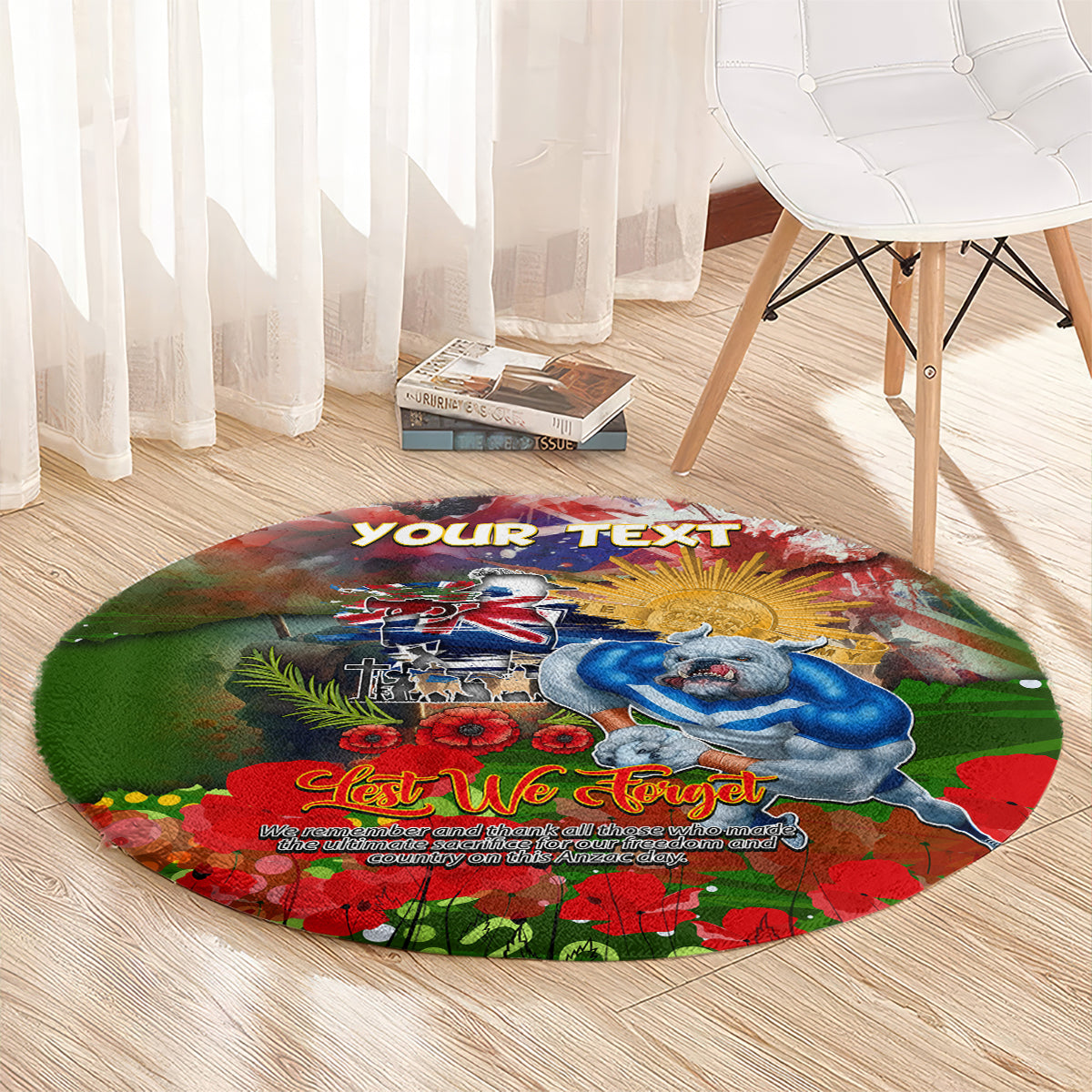 Personalised Australia Rugby Raiders ANZAC Round Carpet Canberra Scratch Style