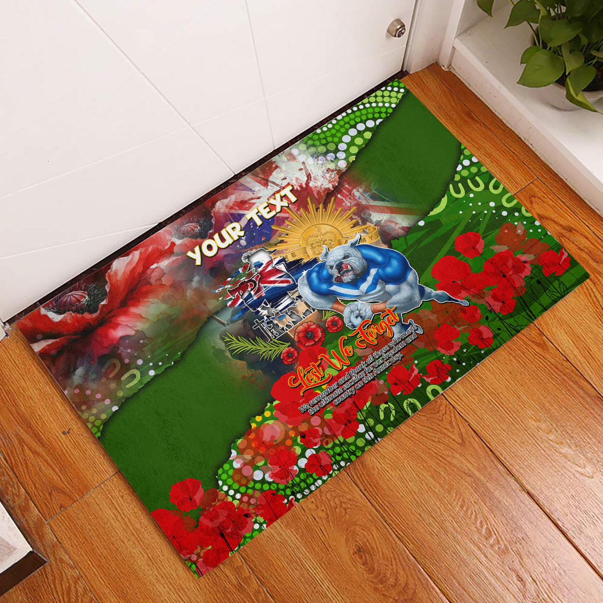 Personalised Australia Rugby Raiders ANZAC Rubber Doormat Canberra Scratch Style