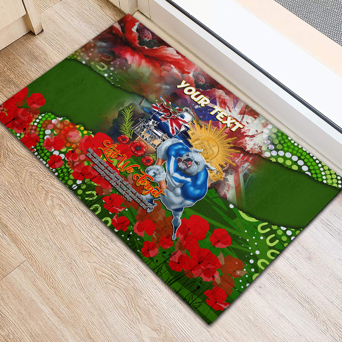 Personalised Australia Rugby Raiders ANZAC Rubber Doormat Canberra Scratch Style