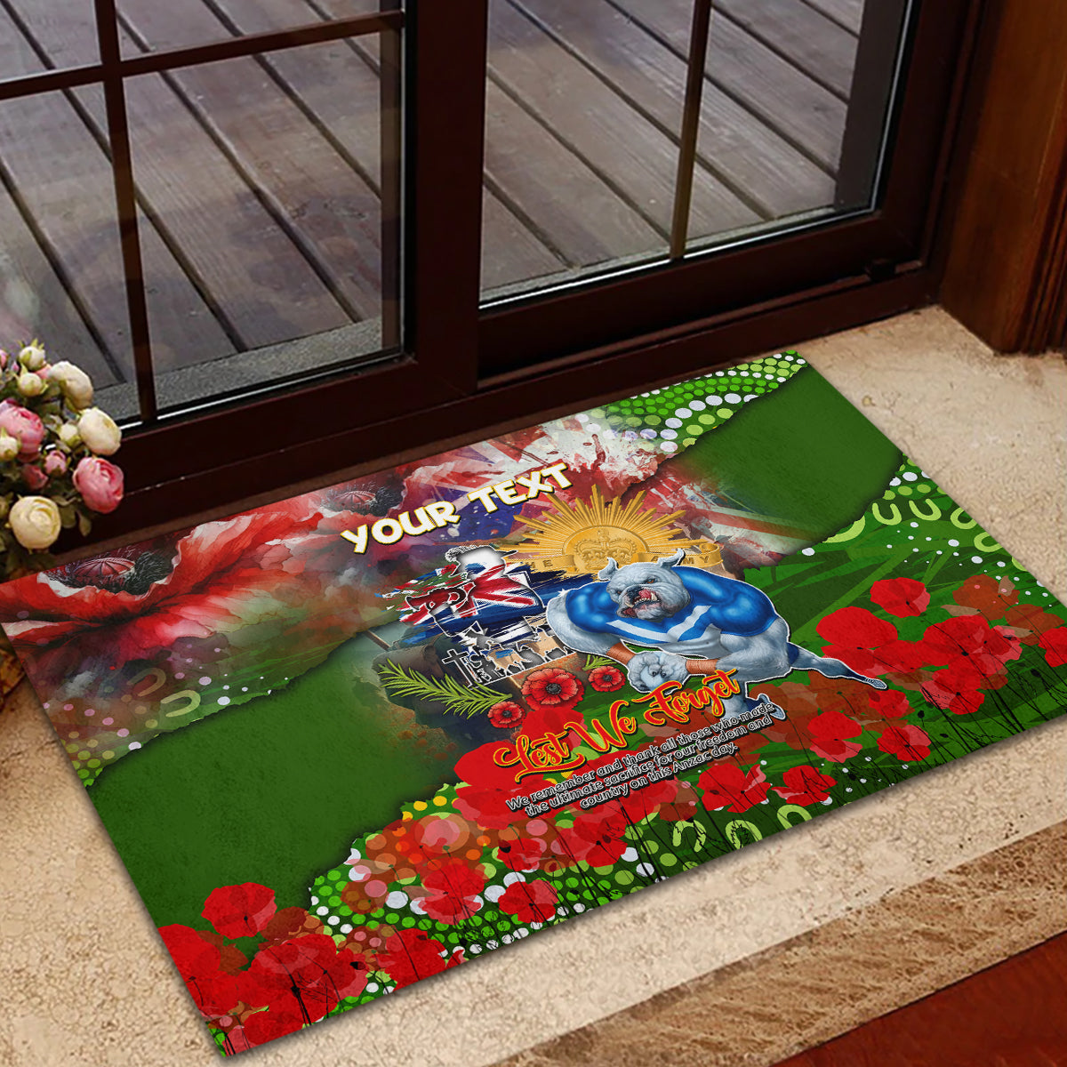 Personalised Australia Rugby Raiders ANZAC Rubber Doormat Canberra Scratch Style