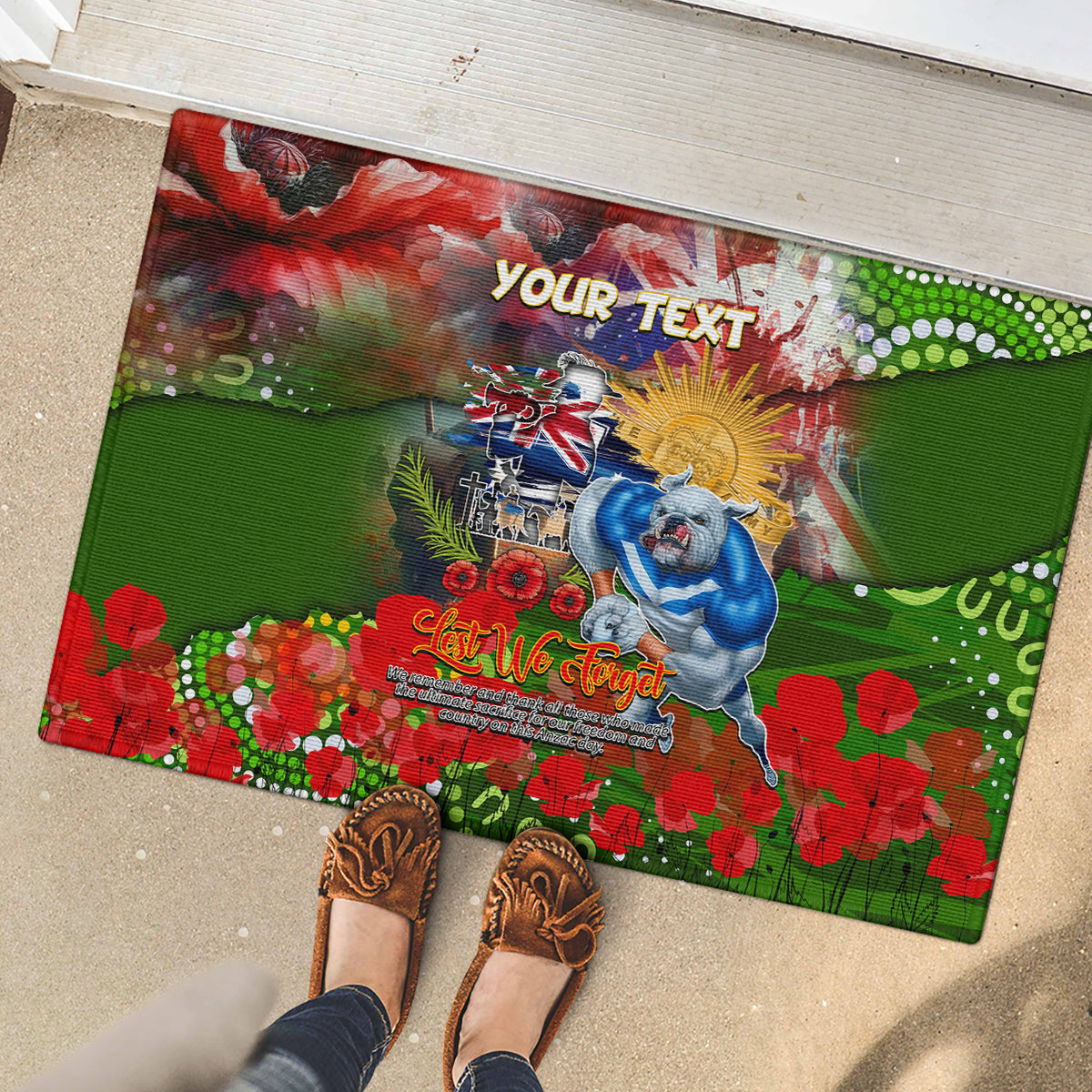 Personalised Australia Rugby Raiders ANZAC Rubber Doormat Canberra Scratch Style