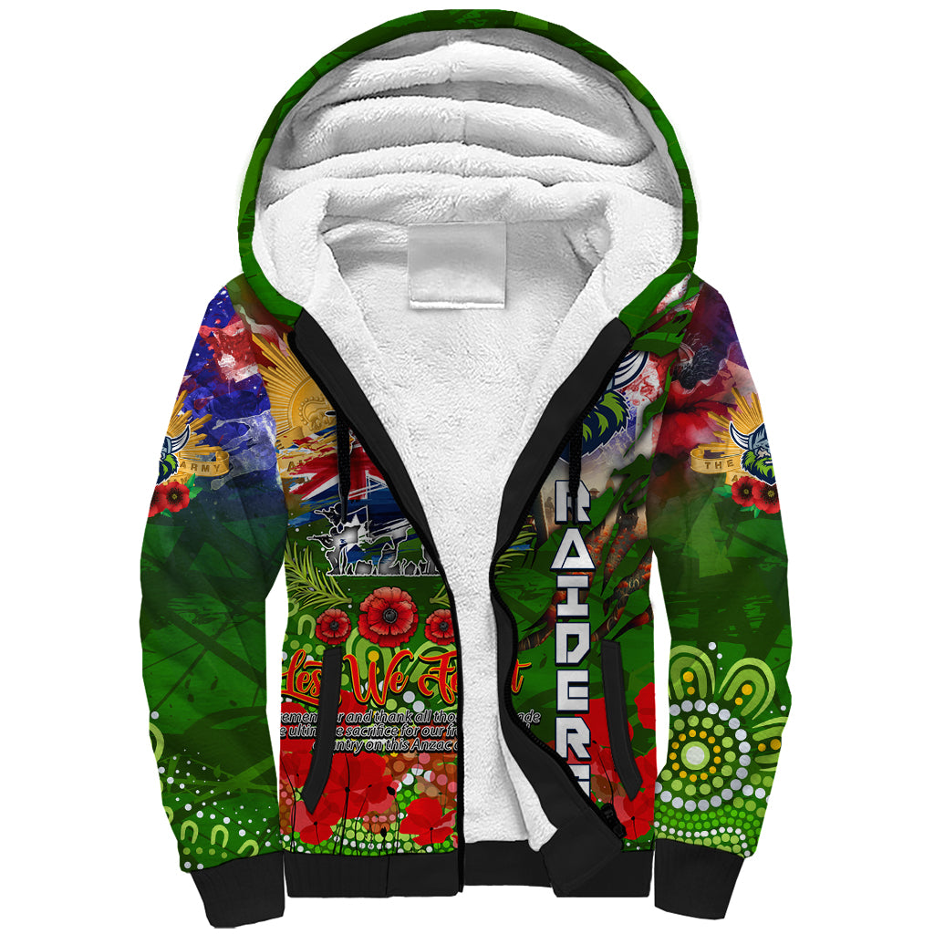 Personalised Australia Rugby Raiders ANZAC Sherpa Hoodie Canberra Scratch Style - Vibe Hoodie Shop