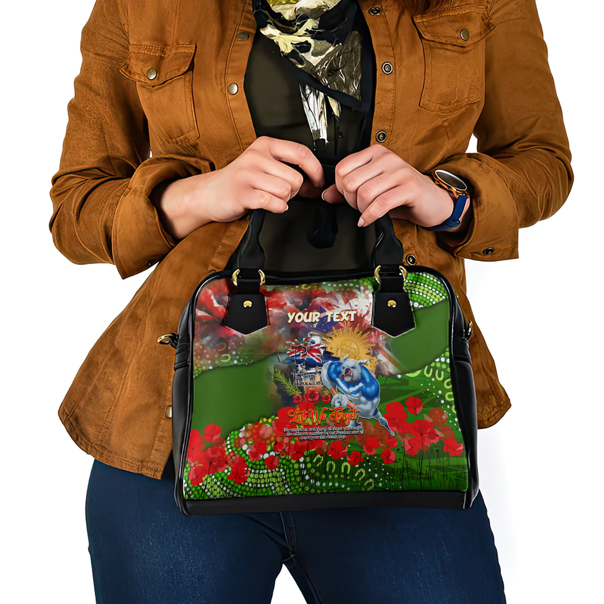 Personalised Australia Rugby Raiders ANZAC Shoulder Handbag Canberra Scratch Style - Vibe Hoodie Shop