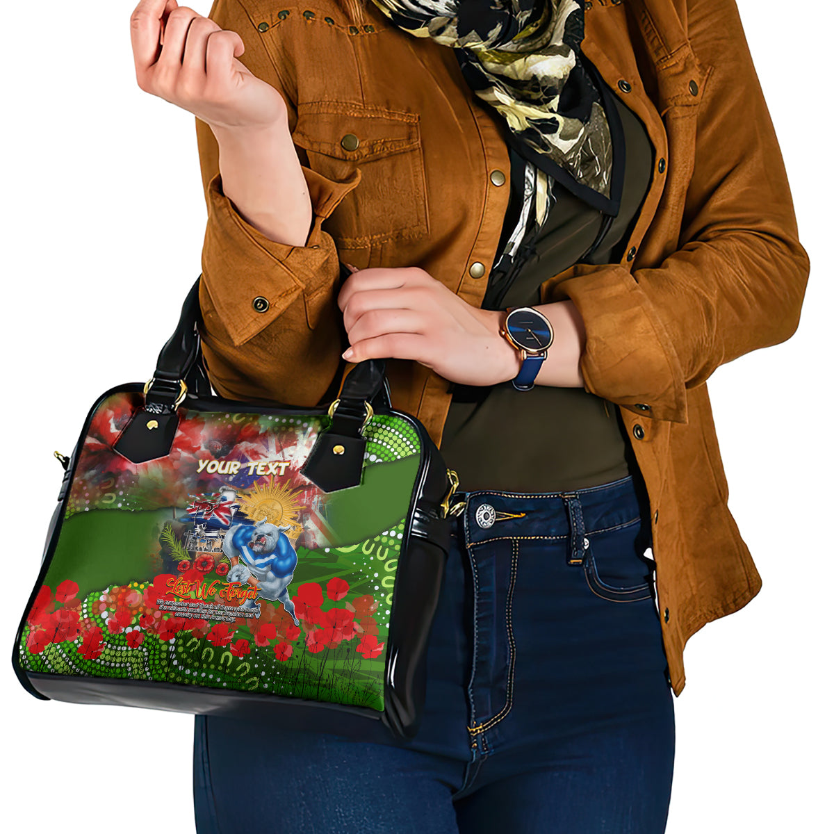 Personalised Australia Rugby Raiders ANZAC Shoulder Handbag Canberra Scratch Style - Vibe Hoodie Shop