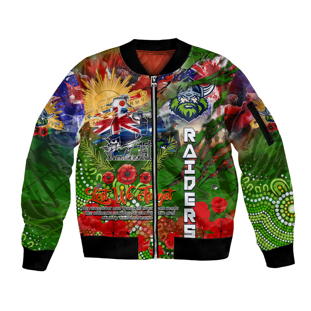 Personalised Australia Rugby Raiders ANZAC Sleeve Zip Bomber Jacket Canberra Scratch Style DT02