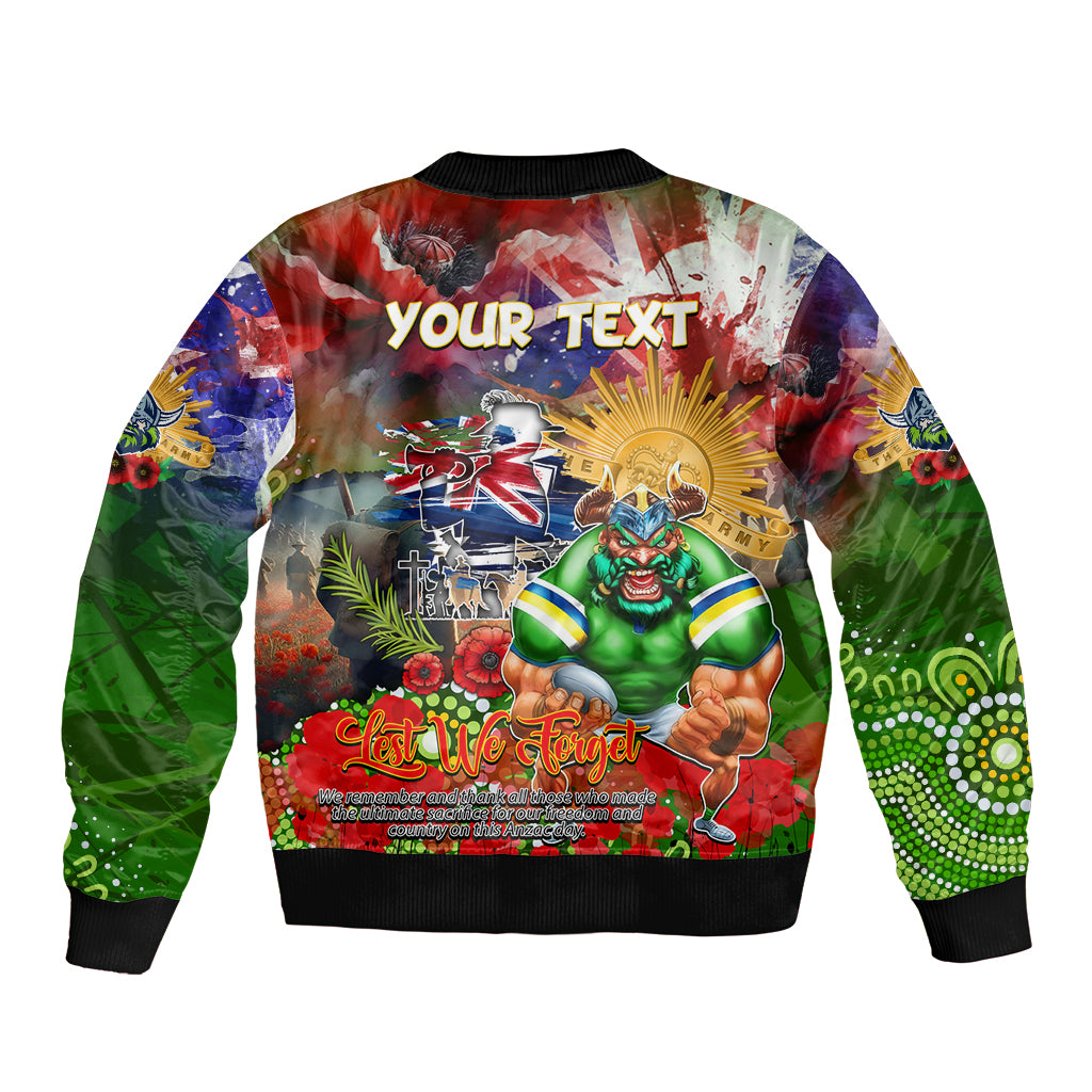 Personalised Australia Rugby Raiders ANZAC Sleeve Zip Bomber Jacket Canberra Scratch Style DT02