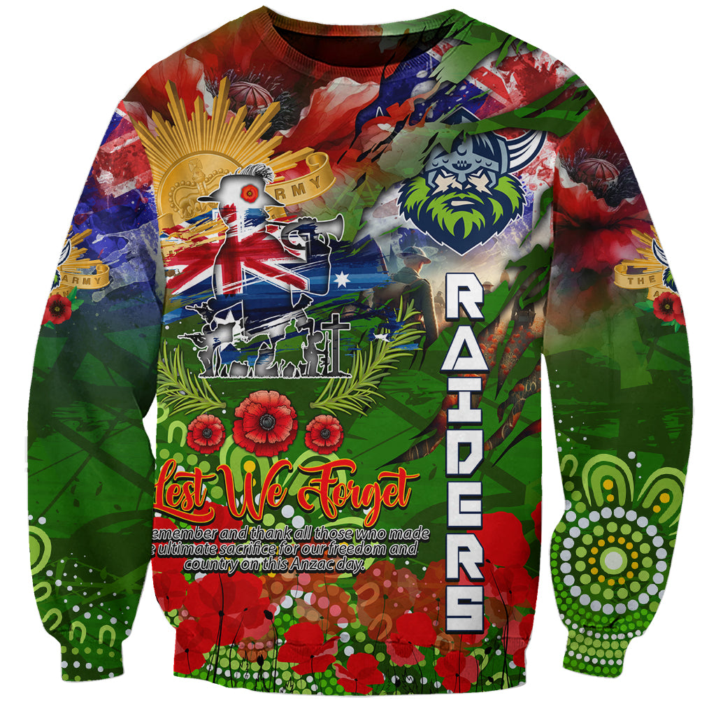 Personalised Australia Rugby Raiders ANZAC Sweatshirt Canberra Scratch Style - Vibe Hoodie Shop