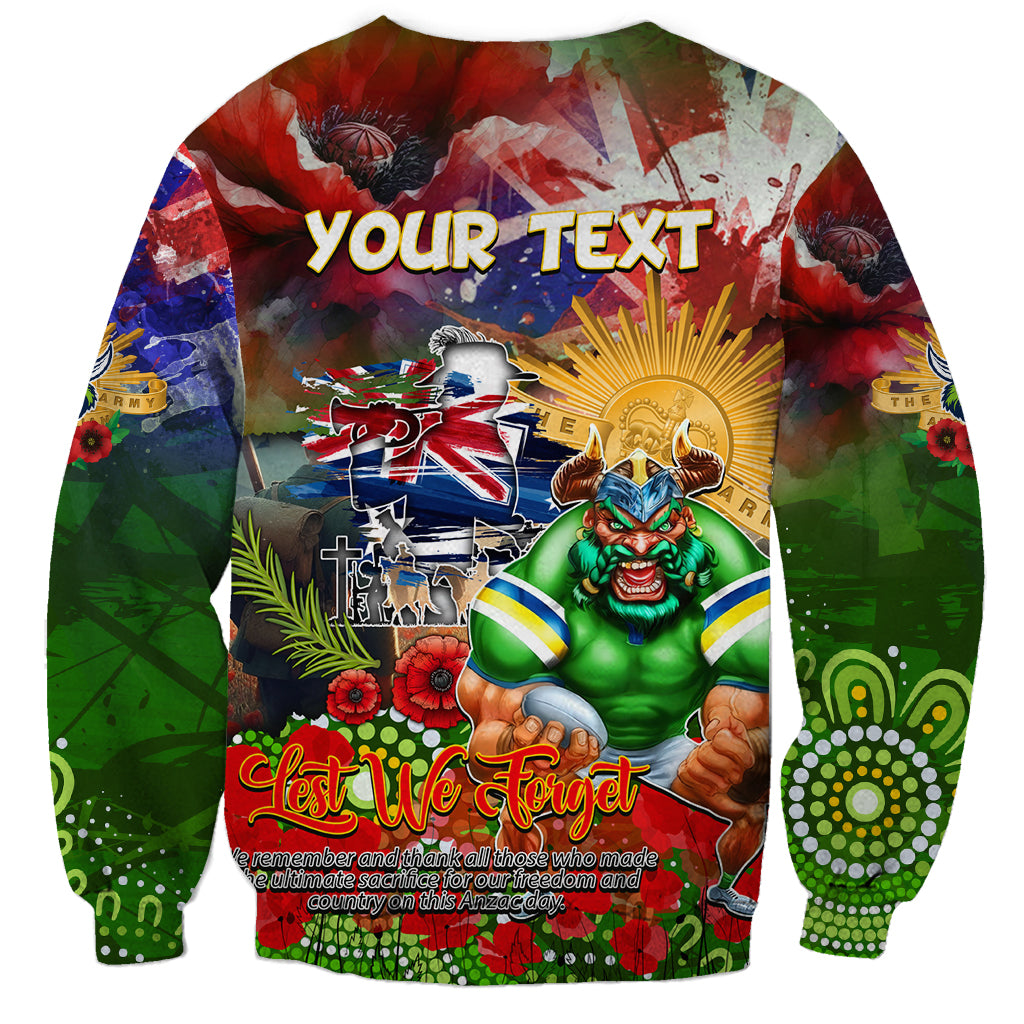 Personalised Australia Rugby Raiders ANZAC Sweatshirt Canberra Scratch Style - Vibe Hoodie Shop