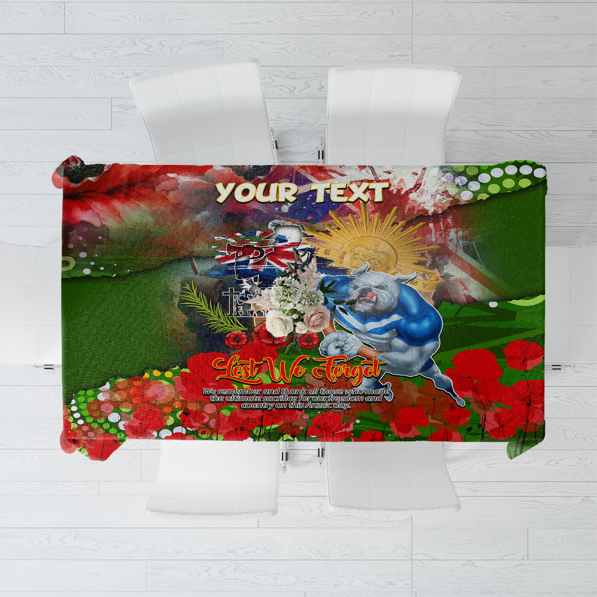 Personalised Australia Rugby Raiders ANZAC Tablecloth Canberra Scratch Style