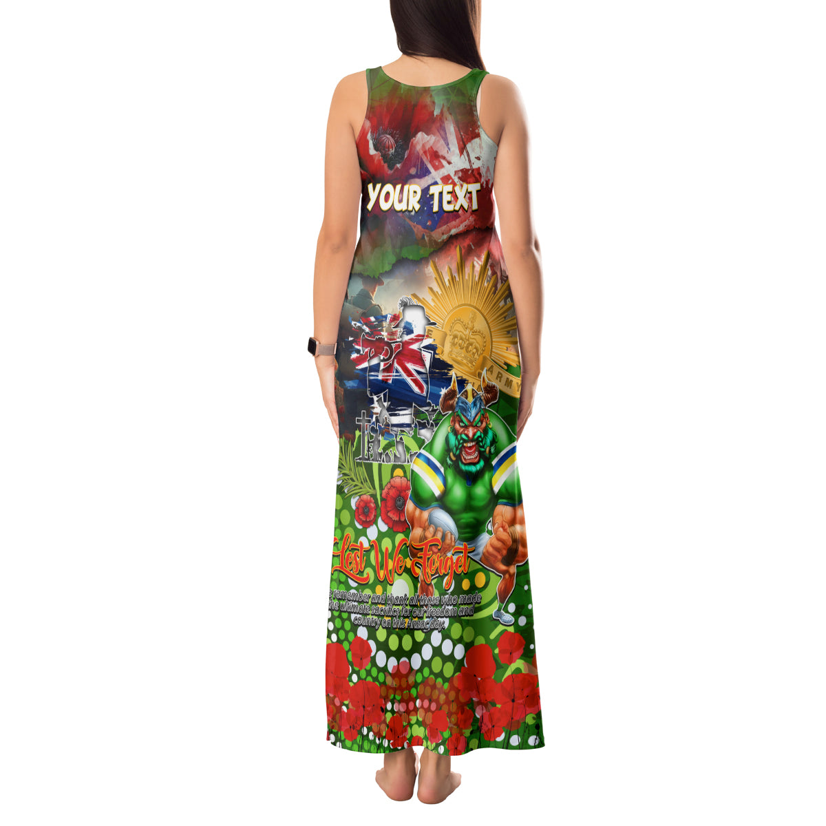 Personalised Australia Rugby Raiders ANZAC Tank Maxi Dress Canberra Scratch Style DT02