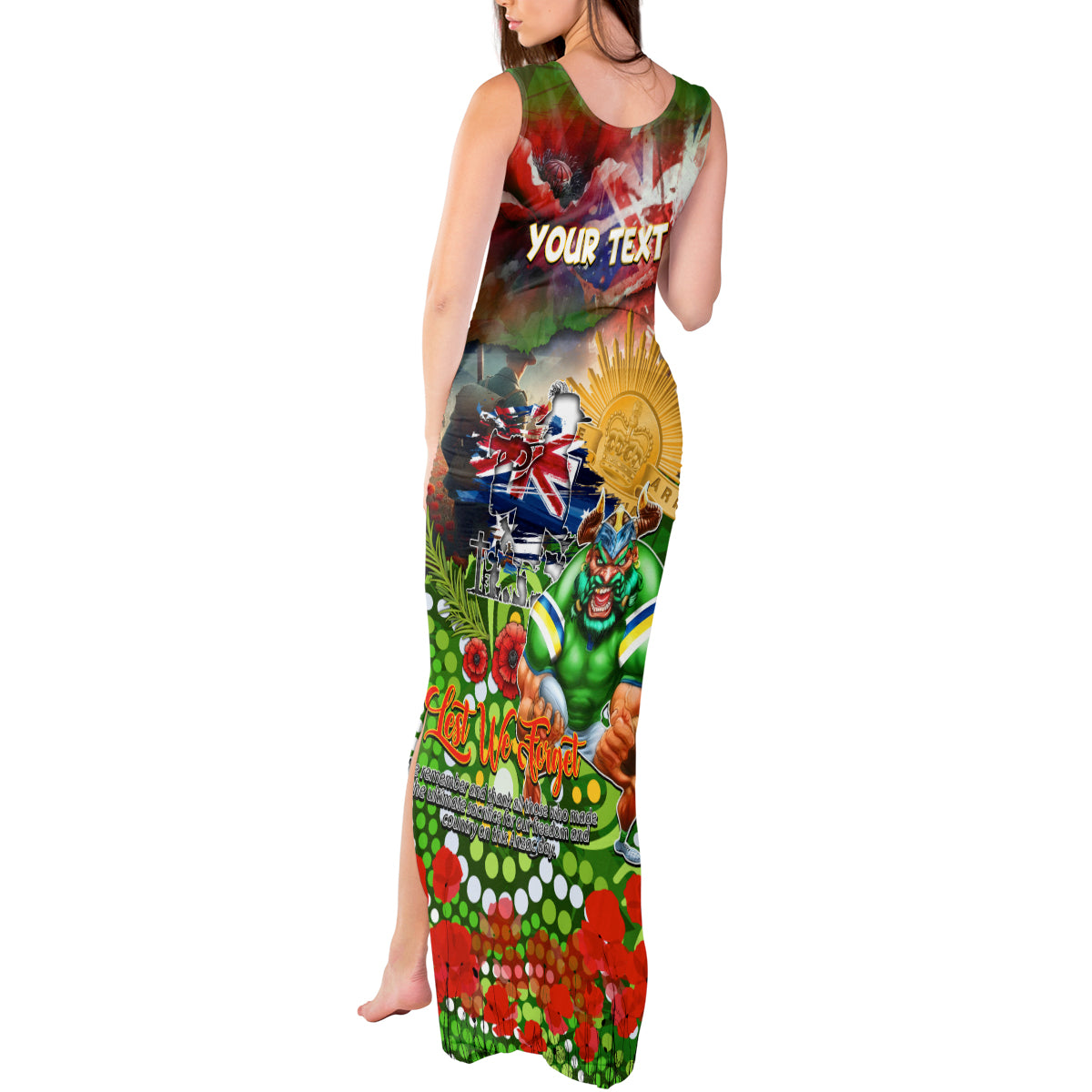 Personalised Australia Rugby Raiders ANZAC Tank Maxi Dress Canberra Scratch Style DT02