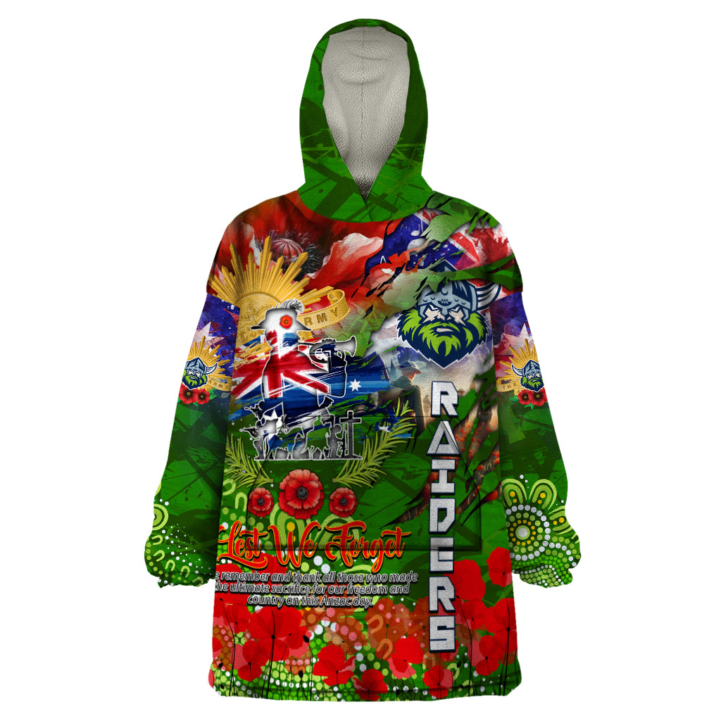 Personalised Australia Rugby Raiders ANZAC Wearable Blanket Hoodie Canberra Scratch Style - Vibe Hoodie Shop