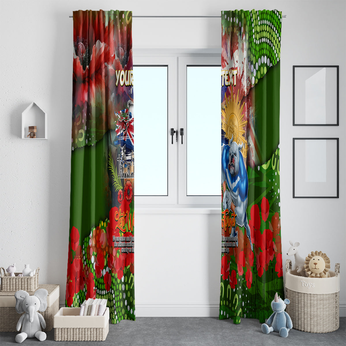 Personalised Australia Rugby Raiders ANZAC Window Curtain Canberra Scratch Style