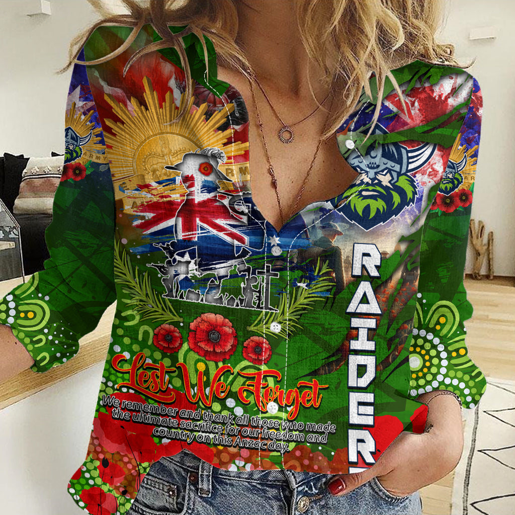 Personalised Australia Rugby Raiders ANZAC Women Casual Shirt Canberra Scratch Style - Vibe Hoodie Shop