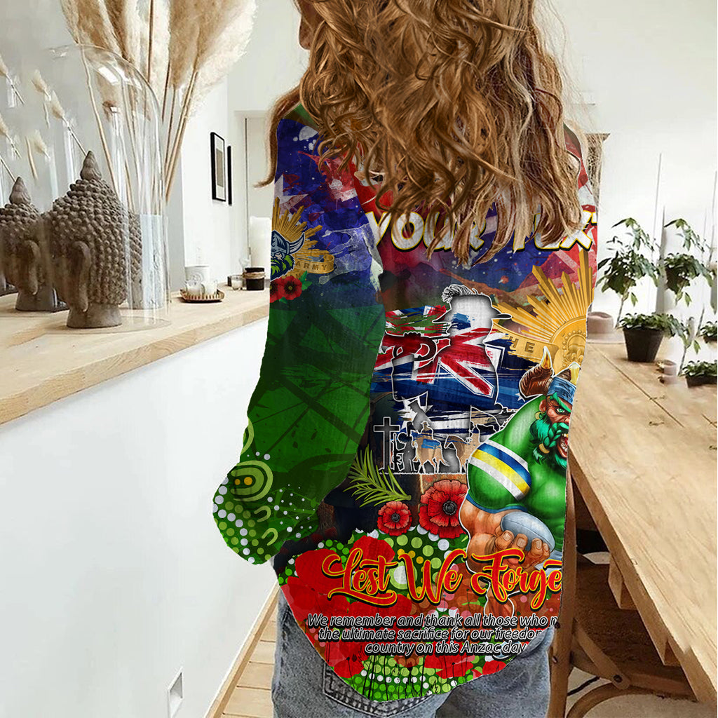 Personalised Australia Rugby Raiders ANZAC Women Casual Shirt Canberra Scratch Style - Vibe Hoodie Shop