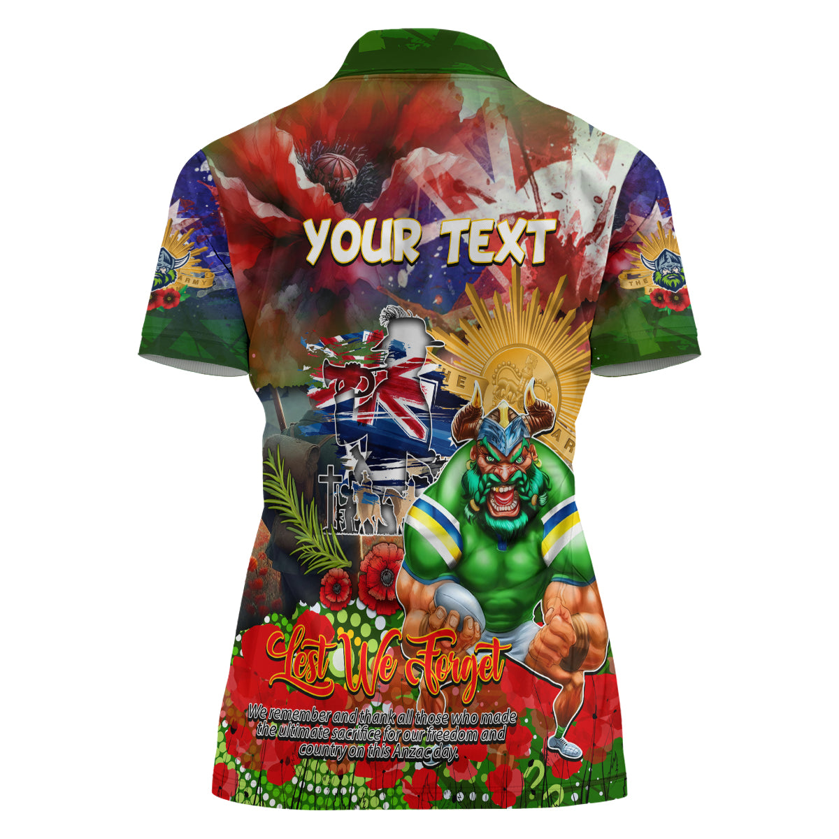 Personalised Australia Rugby Raiders ANZAC Women Polo Shirt Canberra Scratch Style - Vibe Hoodie Shop