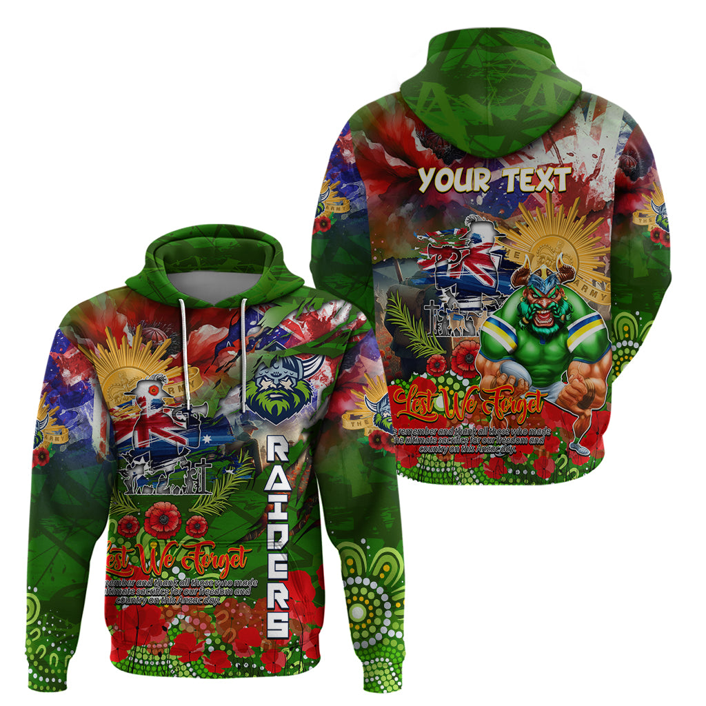 Personalised Australia Rugby Raiders ANZAC Zip Hoodie Canberra Scratch Style - Vibe Hoodie Shop