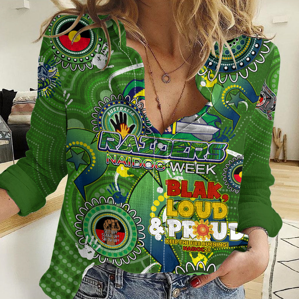 Personalised NAIDOC Week 2024 Raiders Women Casual Shirt Australia Fire Burning - Vibe Hoodie Shop