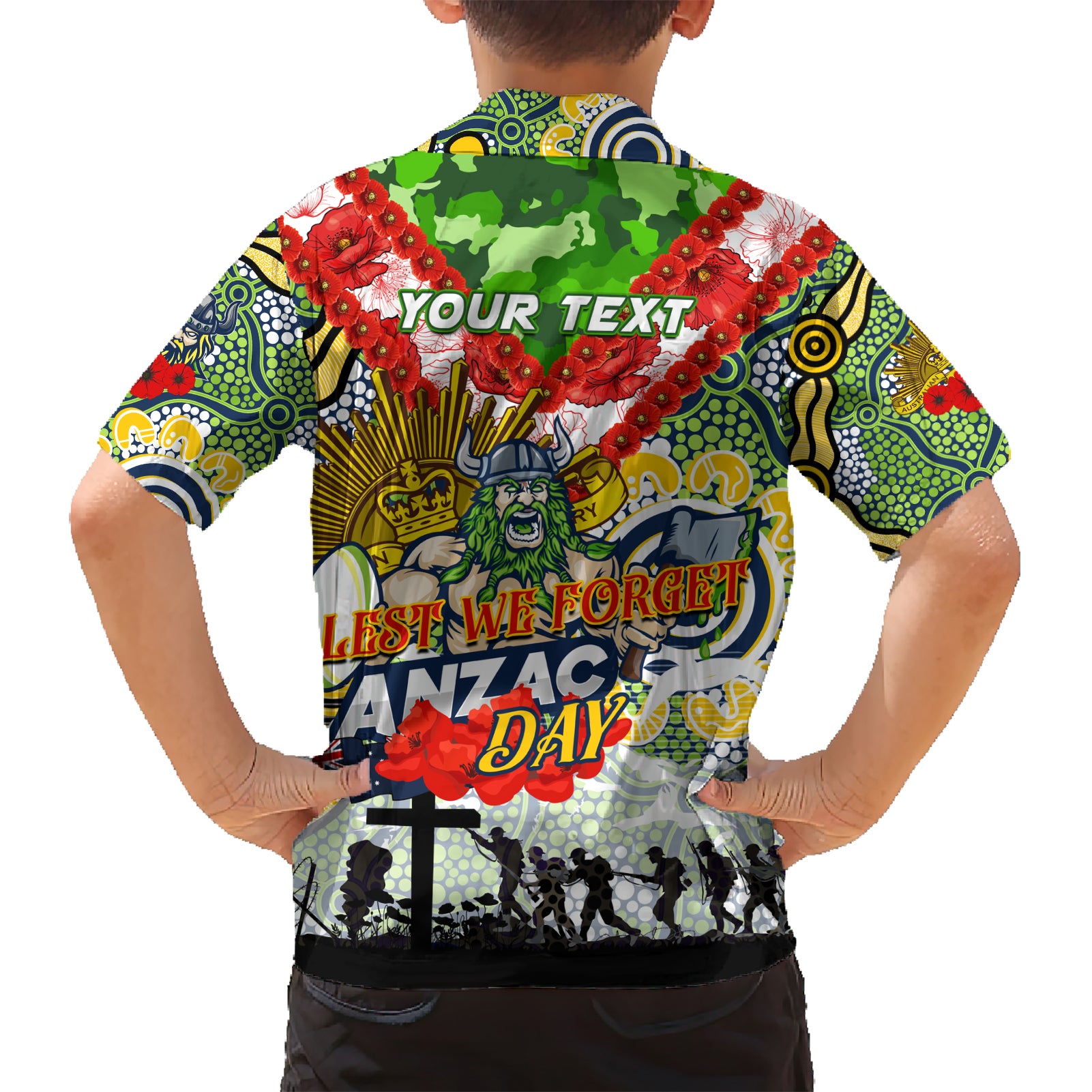 Personalised Raiders ANZAC Day Hawaiian Shirt Aboriginal Rising Sun - Vibe Hoodie Shop