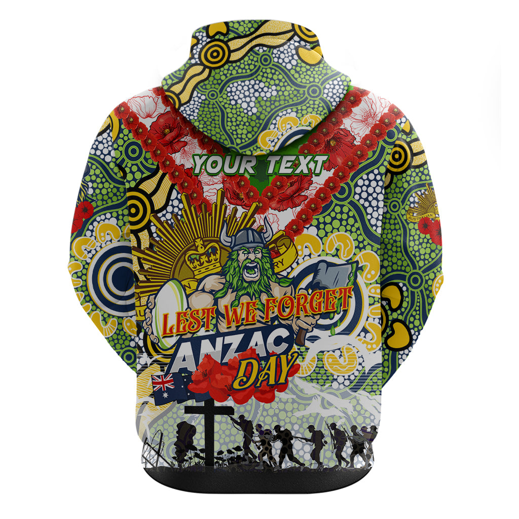 Personalised Raiders ANZAC Day Hoodie Aboriginal Rising Sun - Vibe Hoodie Shop