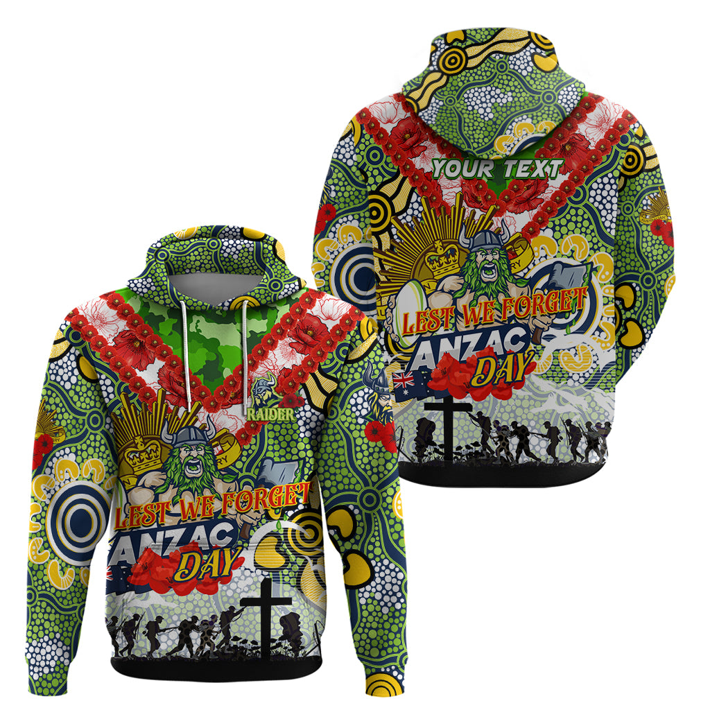 Personalised Raiders ANZAC Day Hoodie Aboriginal Rising Sun - Vibe Hoodie Shop