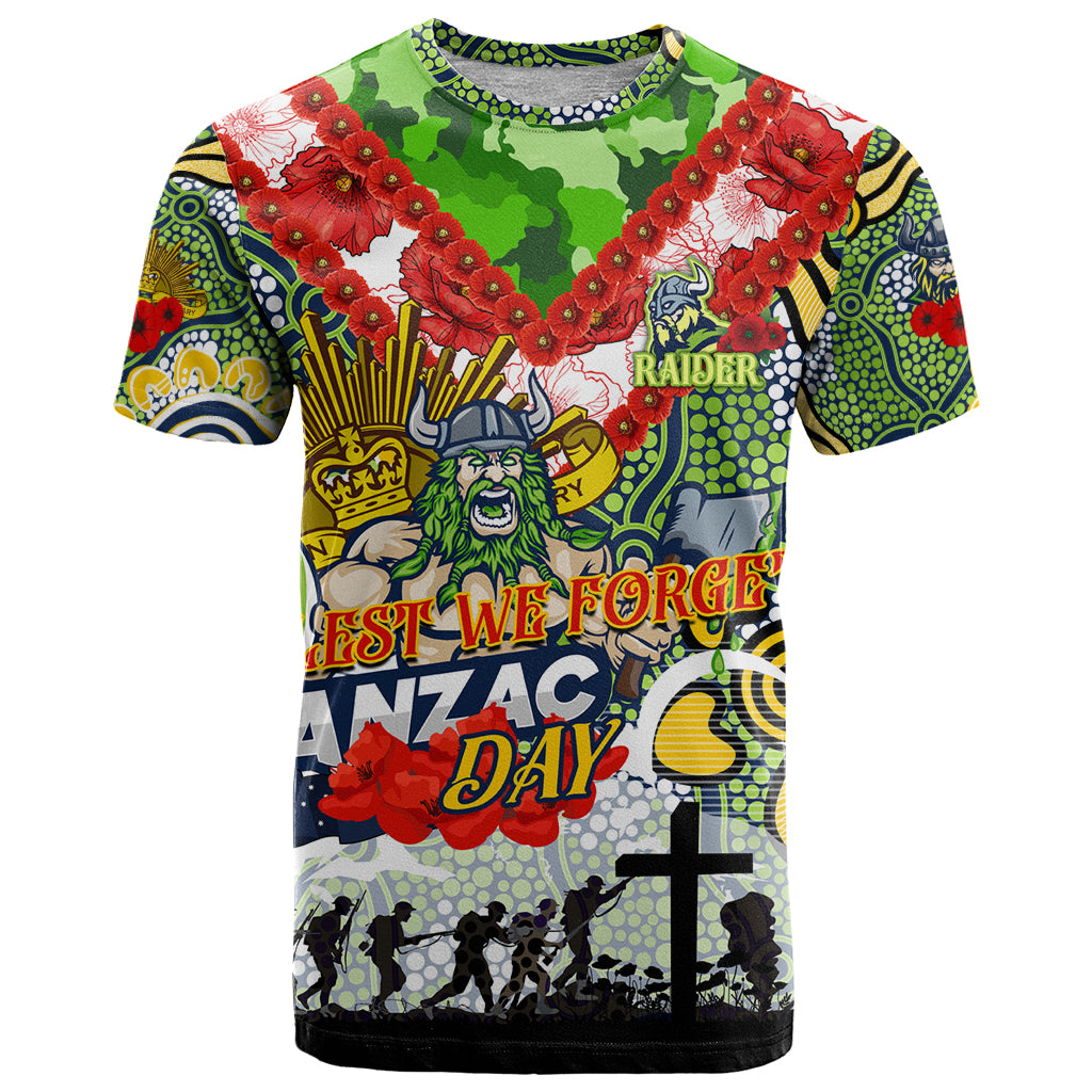 Personalised Raiders ANZAC Day T Shirt Aboriginal Rising Sun - Vibe Hoodie Shop