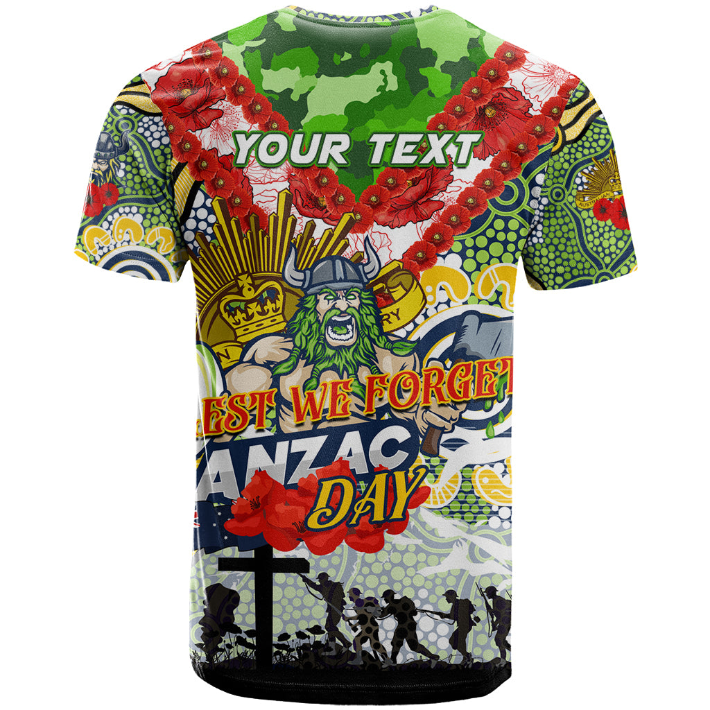 Personalised Raiders ANZAC Day T Shirt Aboriginal Rising Sun - Vibe Hoodie Shop