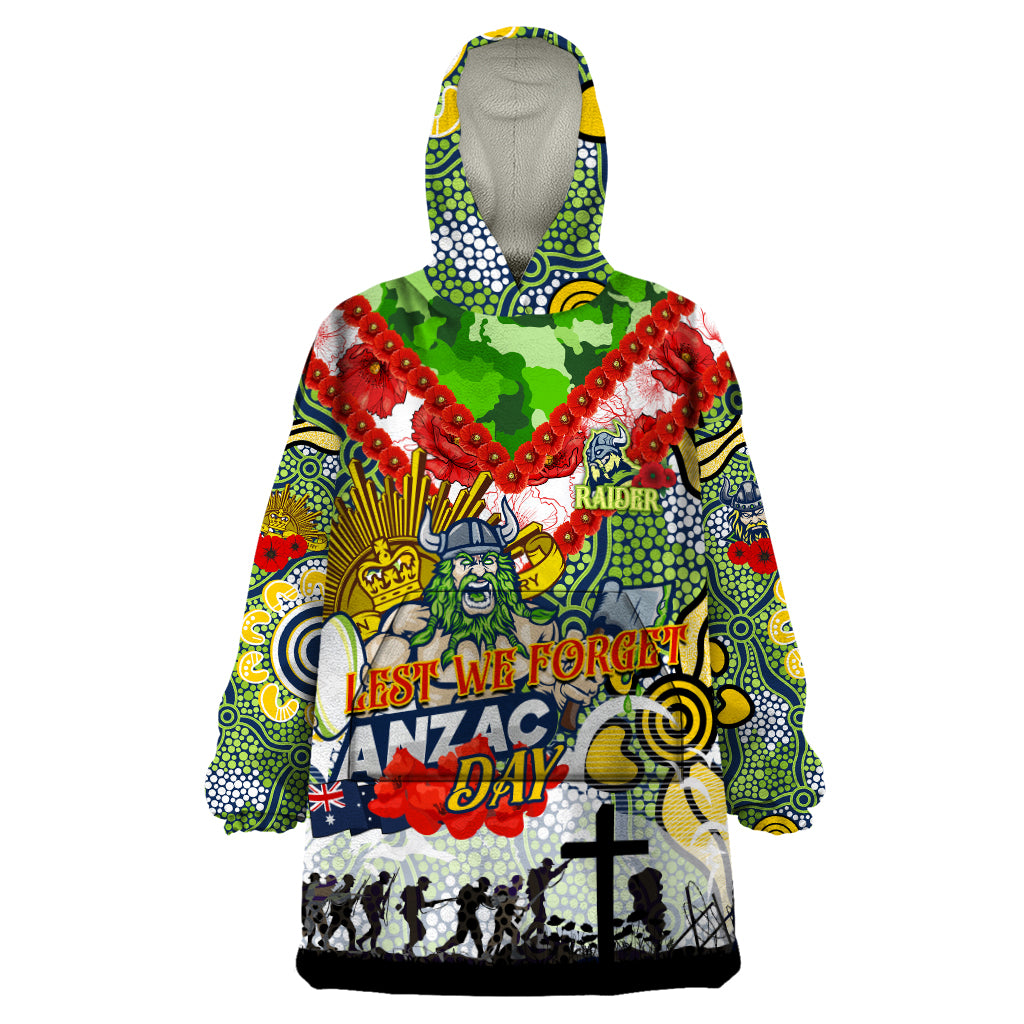 Personalised Raiders ANZAC Day Wearable Blanket Hoodie Aboriginal Rising Sun - Vibe Hoodie Shop