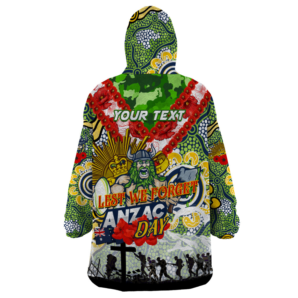 Personalised Raiders ANZAC Day Wearable Blanket Hoodie Aboriginal Rising Sun - Vibe Hoodie Shop