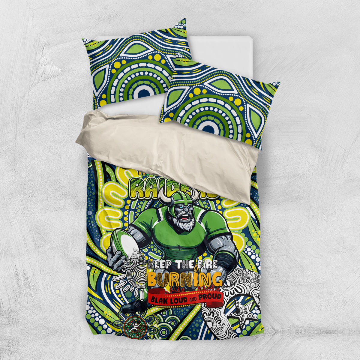 Custom NAIDOC Week 2024 Raiders Bedding Set Mascot Rugby - Vibe Hoodie Shop