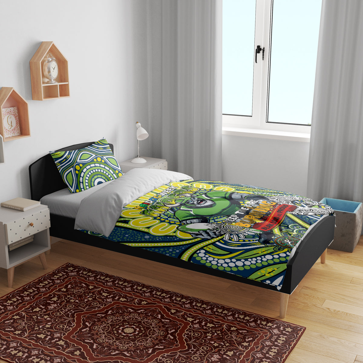 Custom NAIDOC Week 2024 Raiders Bedding Set Mascot Rugby - Vibe Hoodie Shop