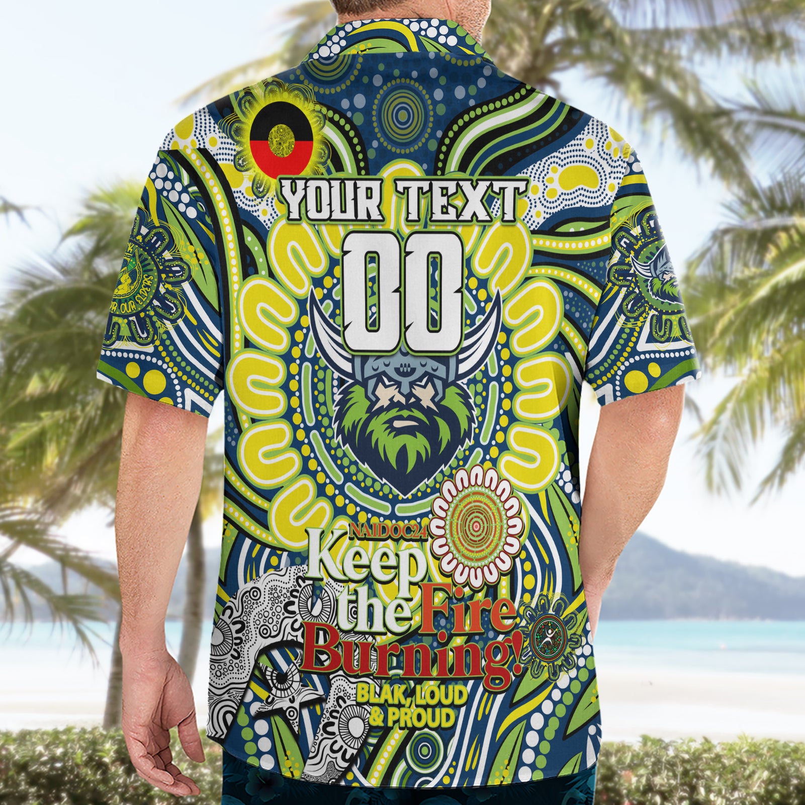 Custom NAIDOC Week 2024 Raiders Hawaiian Shirt Mascot Rugby - Vibe Hoodie Shop