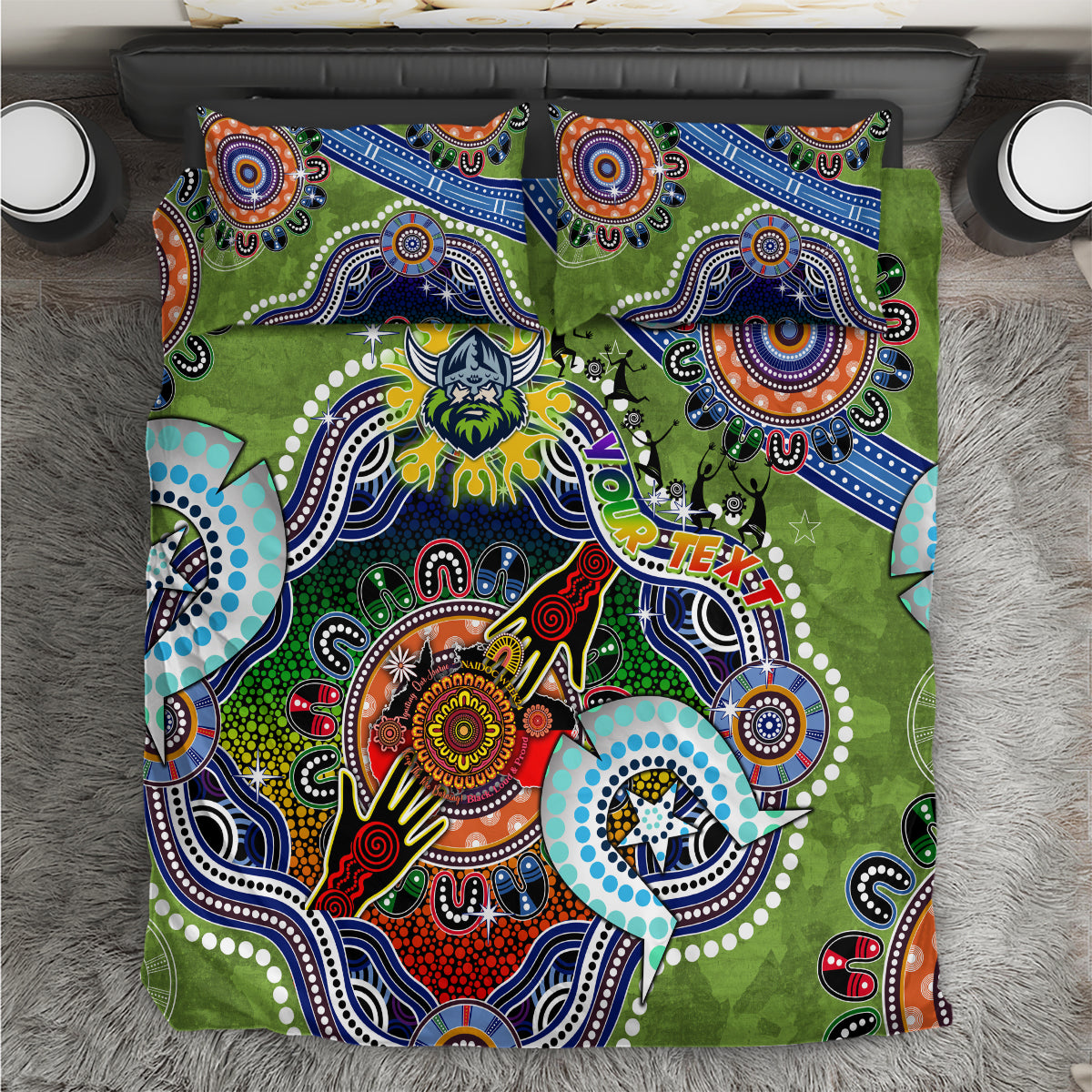 Personalised Raiders NAIDOC Week 2024 Bedding Set Australia Aboriginal Dot Painting - Vibe Hoodie Shop