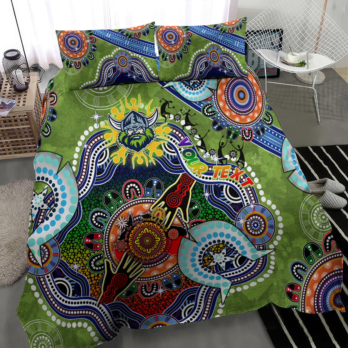 Personalised Raiders NAIDOC Week 2024 Bedding Set Australia Aboriginal Dot Painting - Vibe Hoodie Shop