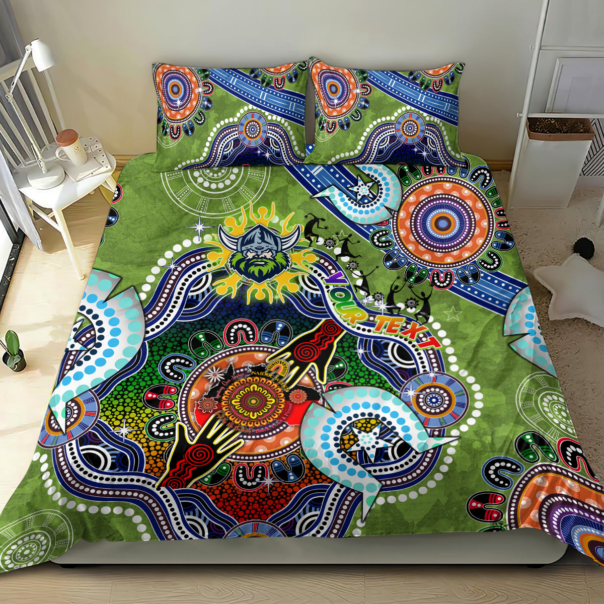 Personalised Raiders NAIDOC Week 2024 Bedding Set Australia Aboriginal Dot Painting - Vibe Hoodie Shop