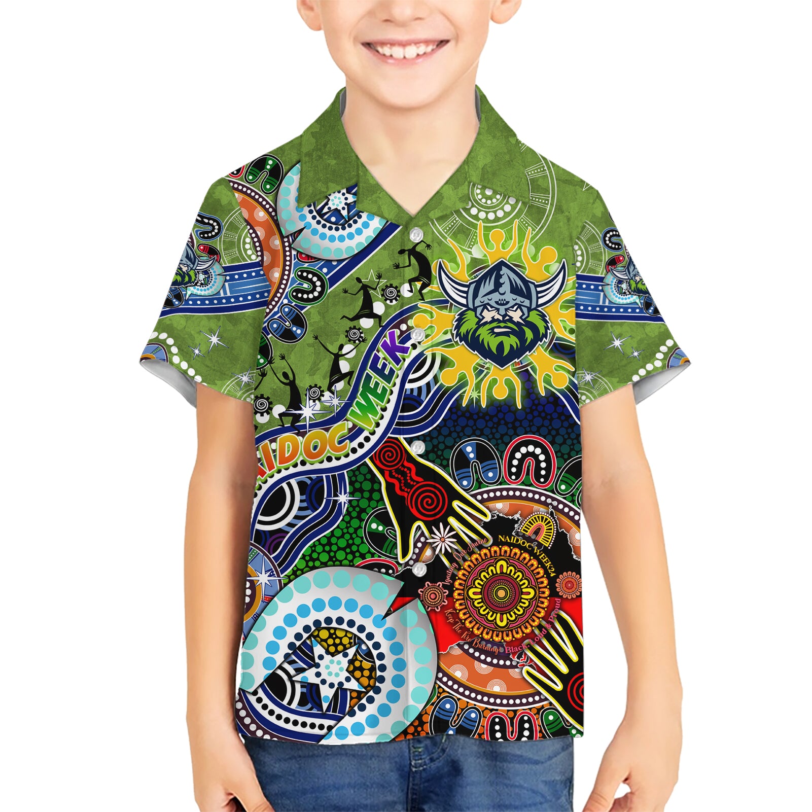 Personalised Raiders NAIDOC Week 2024 Hawaiian Shirt Australia Aboriginal Dot Painting - Vibe Hoodie Shop