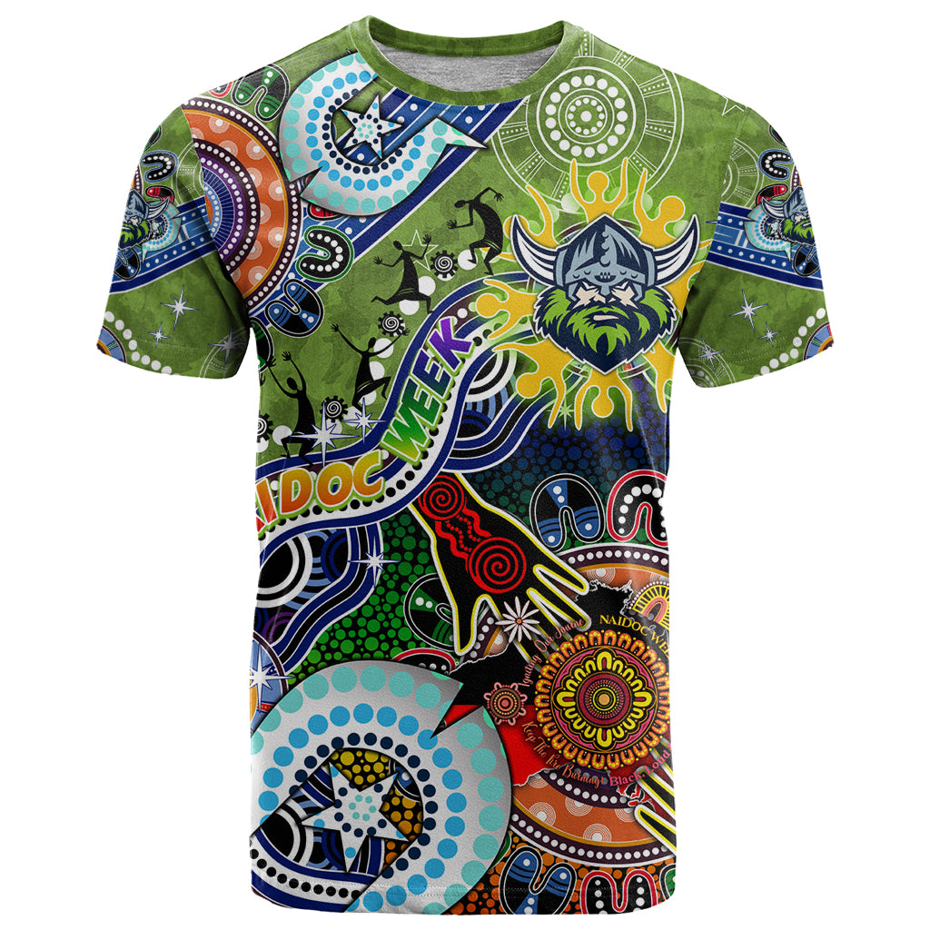 Personalised Raiders NAIDOC Week 2024 T Shirt Australia Aboriginal Dot Painting - Vibe Hoodie Shop